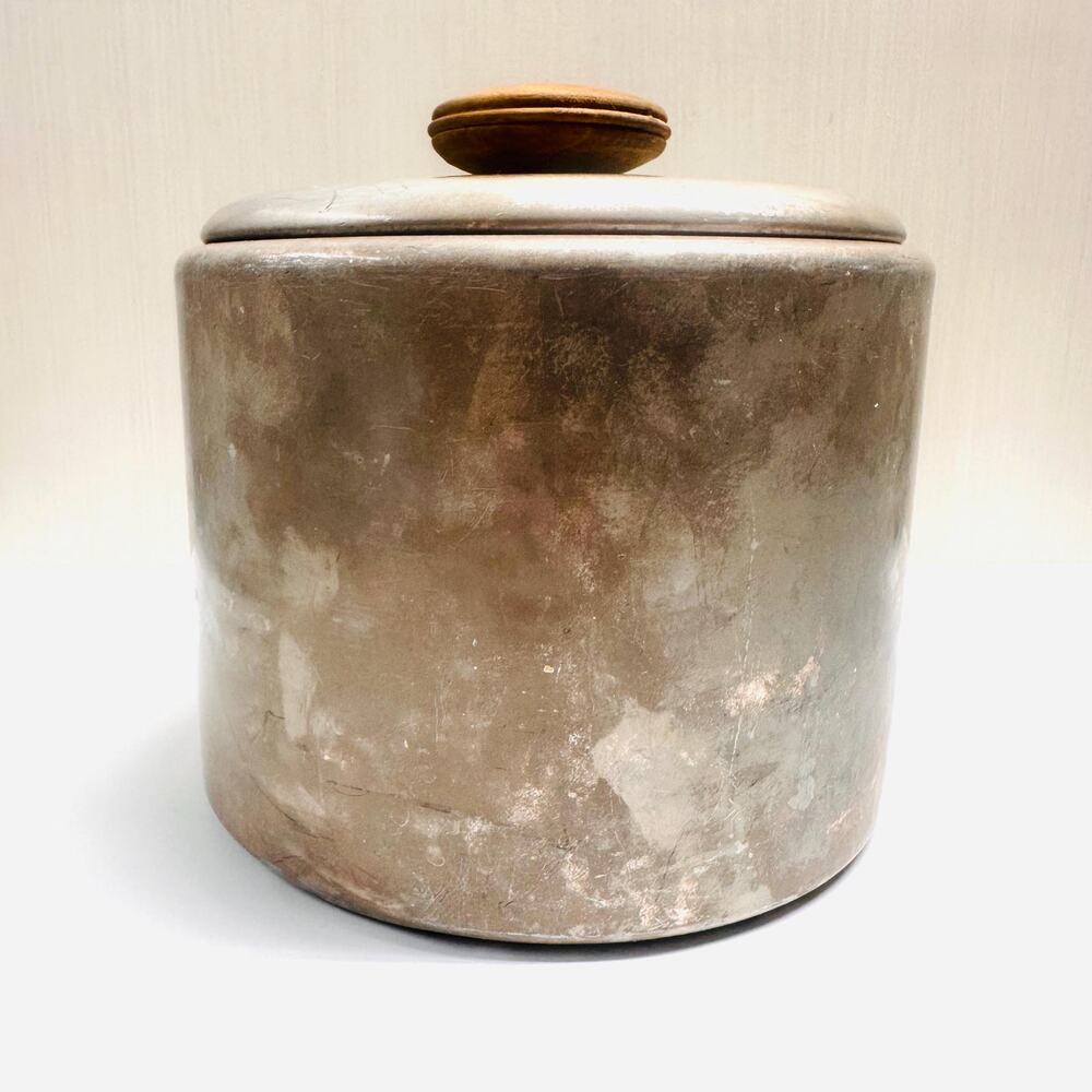 Vintage MCM Mirro Aluminum Canister Wooden Knob Kitchen Storage